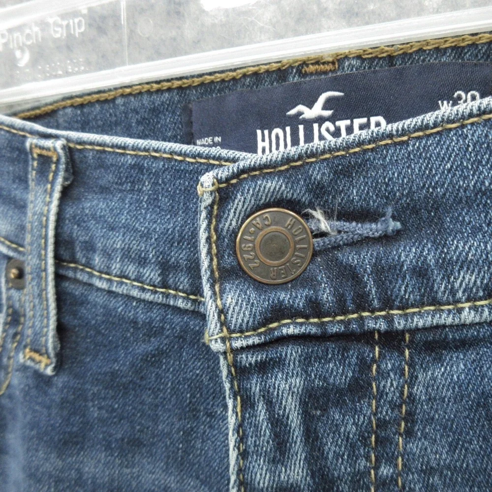 Hollister Epic Flex Men's Skinny Jeans Size 30x29 Blue Denim Cotton Distressed